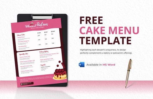 Cake Menu Template