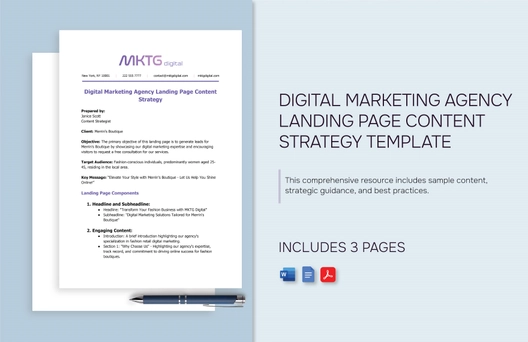 Digital Marketing Agency Landing Page Content Strategy Template