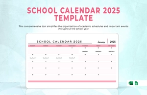 School Calendar 2025 Template