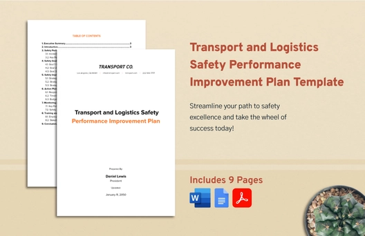 Transport and Logistics Safety Performance Improvement Plan Template
