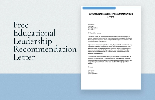 Educational Leadership Recommendation Letter