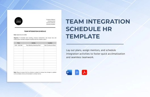 Team Integration Schedule HR Template Team Integration Schedule HR Template