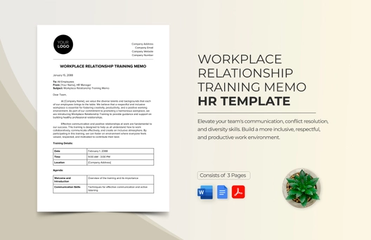 Workplace Relationship Training Memo HR Template