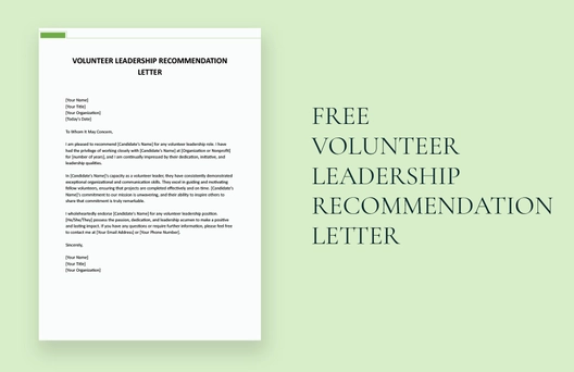Volunteer Leadership Recommendation Letter