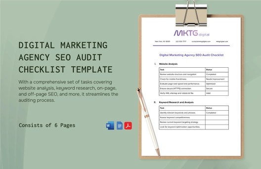 Digital Marketing Agency SEO Audit Checklist Template Digital Marketing Agency SEO Audit Checklist Template