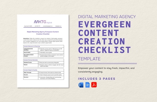 Digital Marketing Agency Evergreen Content Creation Checklist Template