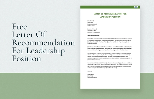 Letter Of Recommendation For Leadership Position