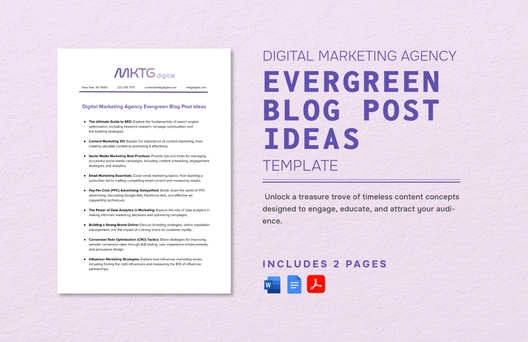 Digital Marketing Agency Evergreen Blog Post Ideas Template