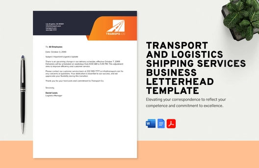 Transport and Logistics Corporate Letterhead Template