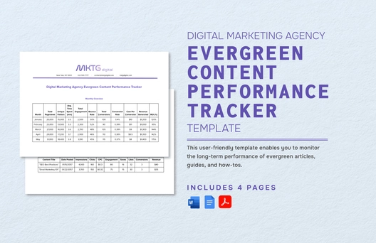 Digital Marketing Agency Evergreen Content Performance Tracker Template