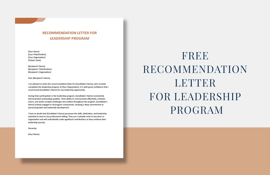 Recommendation Letter For Leadership Program