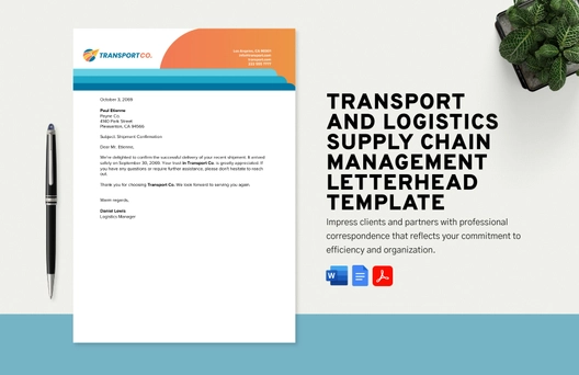 Transport and Logistics Supply Chain Management Letterhead Template