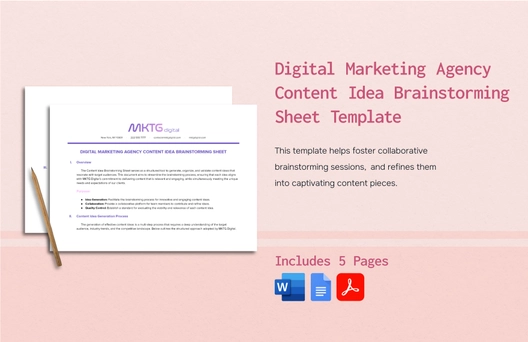 Digital Marketing Agency Content Idea Brainstorming Sheet Template