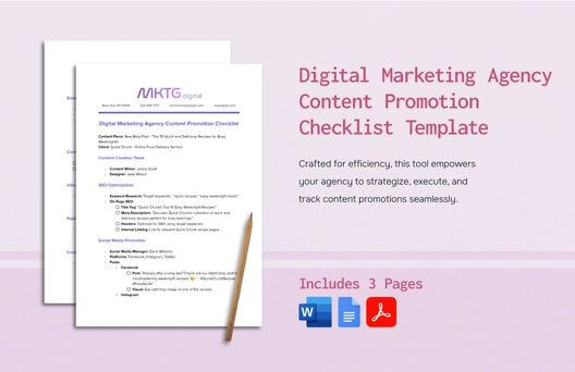 Digital Marketing Agency Content Promotion Checklist Template