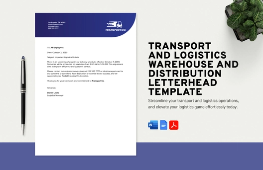 Transport and Logistics Warehouse and Distribution Letterhead Template