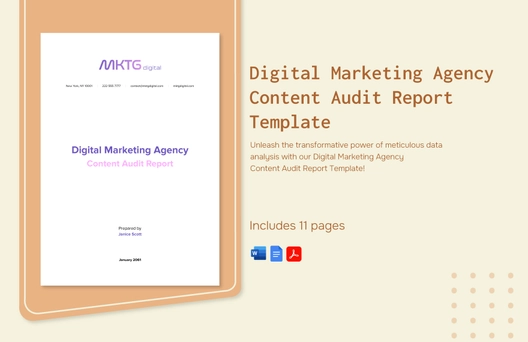 Digital Marketing Agency Content Audit Report Template Digital Marketing Agency Content Audit Report Template