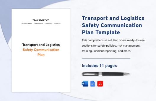 Transport and Logistics Safety Communication Plan Template