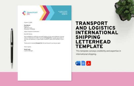 Transport and Logistics International Shipping Letterhead Template