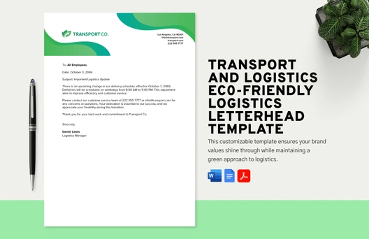 Transport and Logistics Eco-Friendly Logistics Letterhead Template