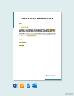 Complaint Letter About Environmental Pollution
