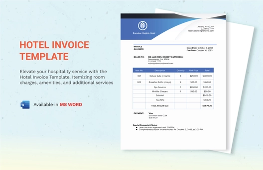 Hotel Invoice Template