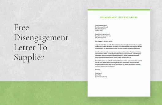 Disengagement Letter To Supplier Disengagement Letter To Supplier