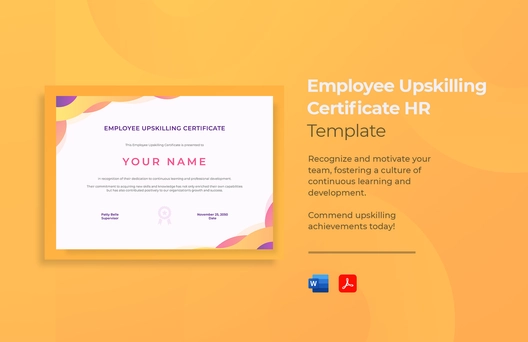Employee Upskilling Certificate HR Template