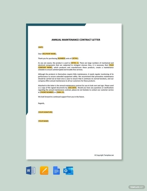 Annual Maintenance Contract Letter