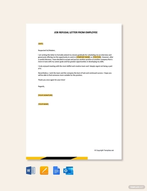 Job Refusal Letter from Employee