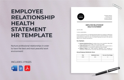 Employee Relationship Health Statement HR Template Employee Relationship Health Statement HR Template