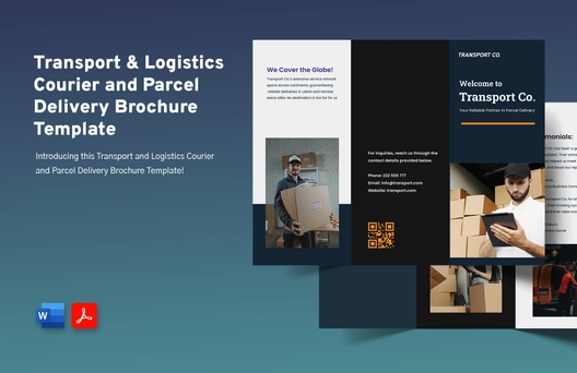Transport and Logistics Courier and Parcel Delivery Brochure Template