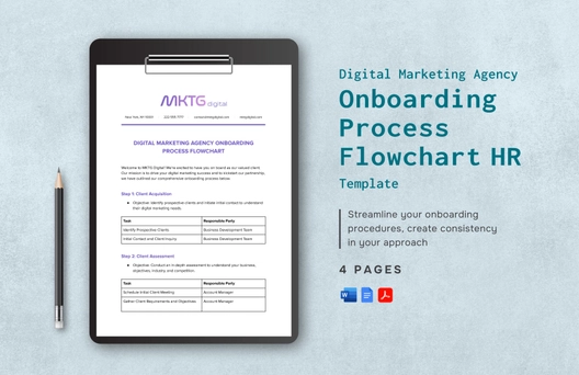 Digital Marketing Agency Onboarding Process Flowchart HR Template
