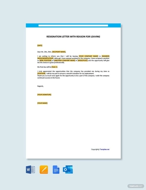 Resignation Letter With Reason For Leaving