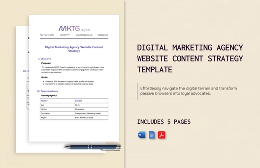 Digital Marketing Agency Website Content Strategy Template