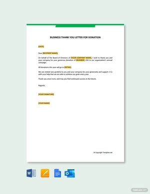 Business Thank You Letter for Donation