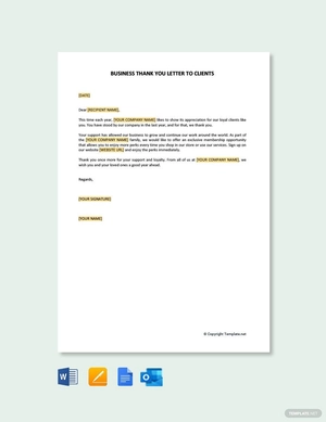Business Thank You Letter To Clients