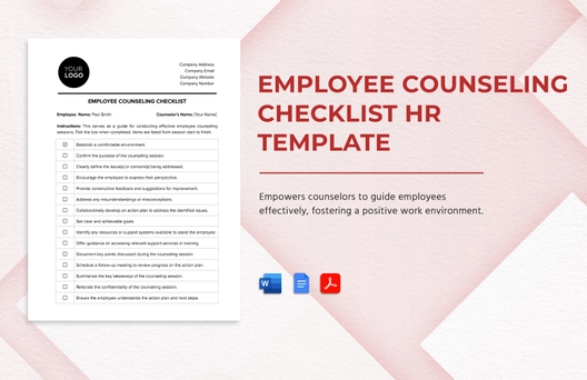 Employee Counseling Checklist HR Template