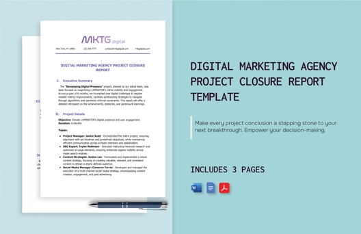 Digital Marketing Agency Project Closure Report Template