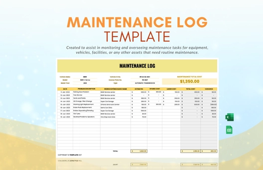Maintenance Log Template