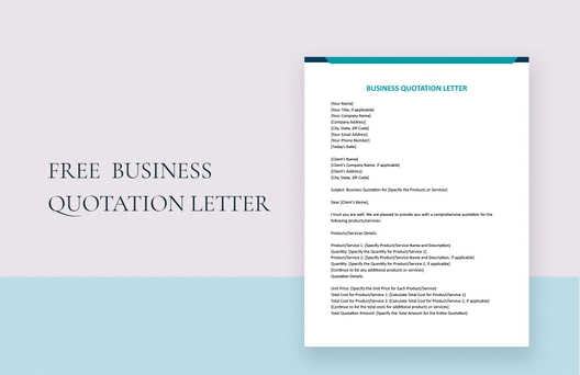Business Quotation Letter Business Quotation Letter