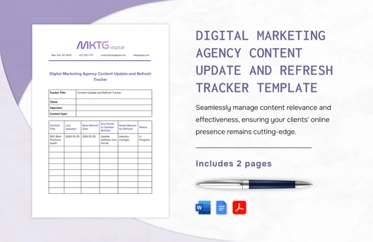 Digital Marketing Agency Content Update and Refresh Tracker Template