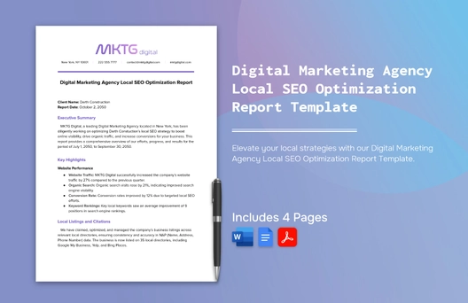 Digital Marketing Agency Local SEO Optimization Report Template Digital Marketing Agency Local SEO Optimization Report Template