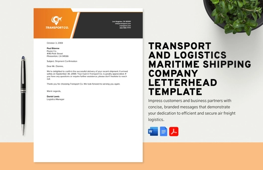 Transport and Logistics Air Cargo Services Letterhead Template