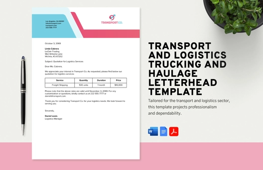 Transport and Logistics Trucking and Haulage Letterhead Template
