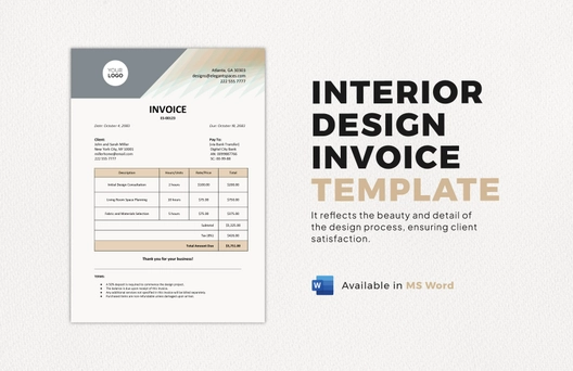 Interior Design Invoice Template