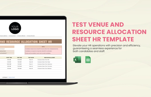 Test Venue and Resource Allocation Sheet HR Template