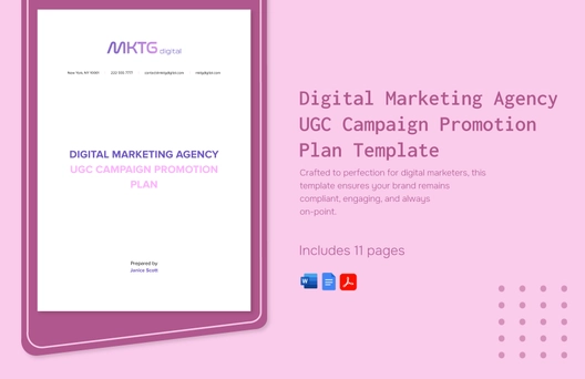 Digital Marketing Agency UGC Campaign Promotion Plan Template