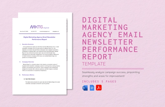 Digital Marketing Agency Email Newsletter Performance Report Template Digital Marketing Agency Email Newsletter Performance Report Template