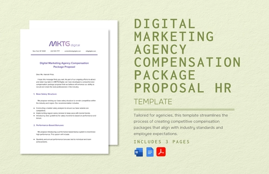 Digital Marketing Agency Compensation Package Proposal HR Template