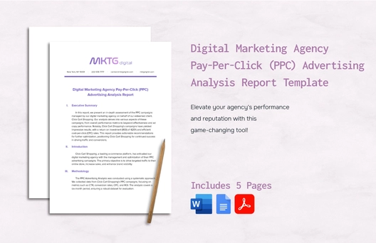 Digital Marketing Agency Pay-Per-Click (PPC) Advertising Analysis Report Template